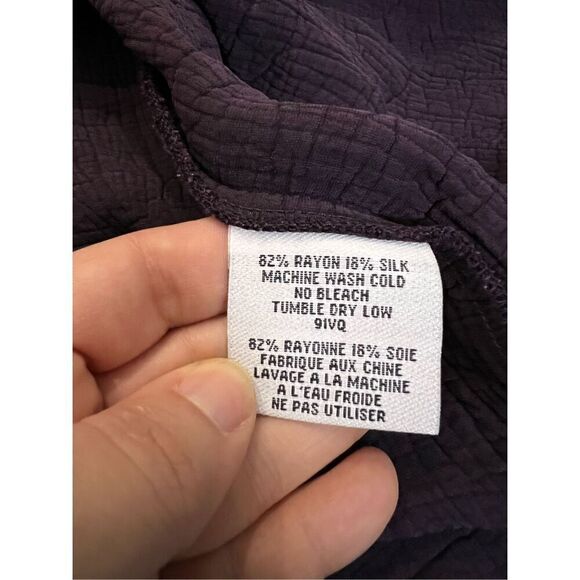 Eileen Fisher Blazer jacket Purple Deep Plum Textured Silk open front size M - Picture 5 of 9